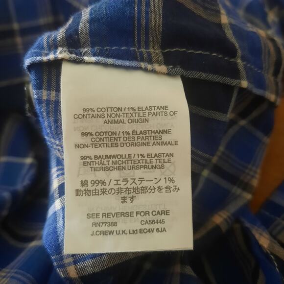 J. Crew Womens Blue Ocean Plaid Long Sleeve Popover Top Size 14 - Picture 4 of 6